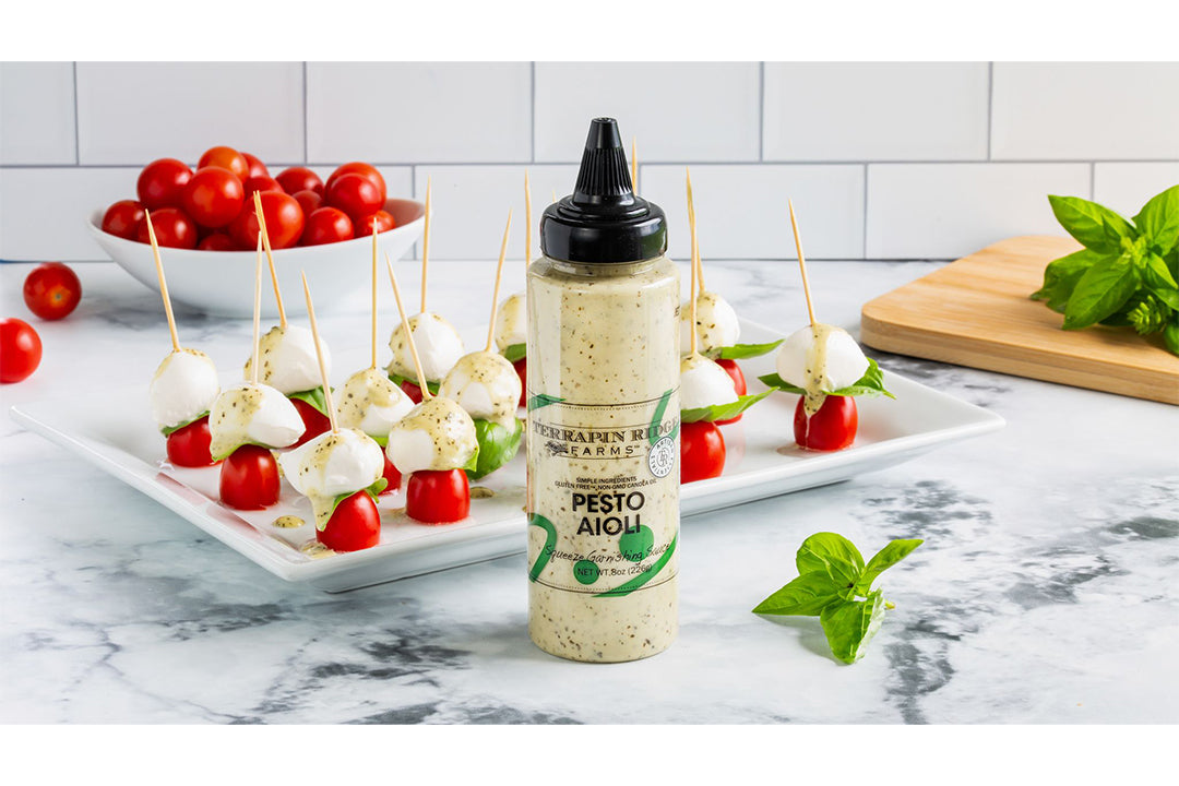 Pesto Aioli Caprese Toothpicks Pesto Aioli Caprese Toothpicks